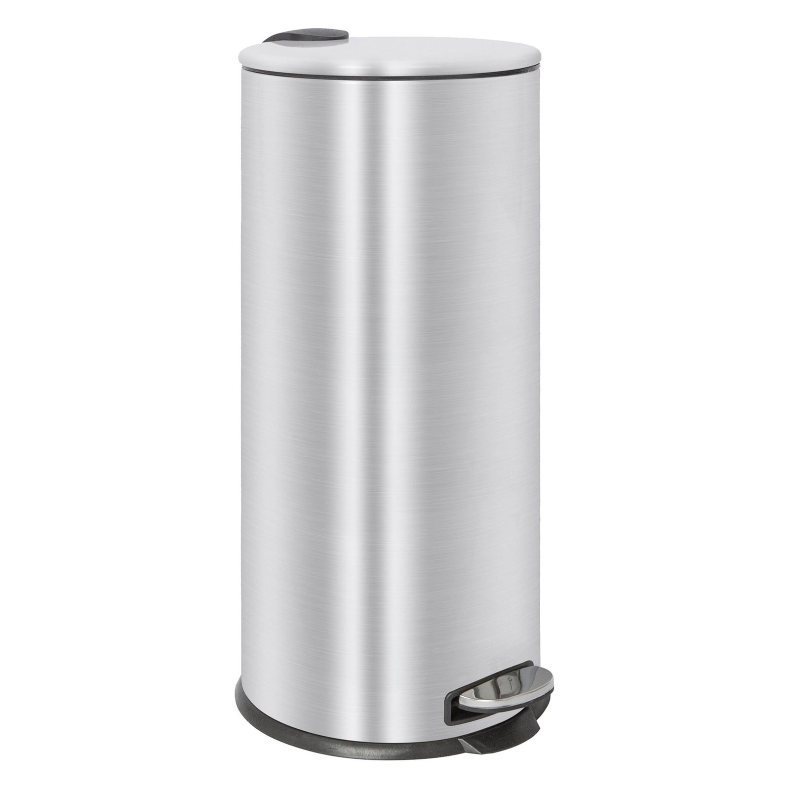 1x Brushed 30L Round Stainless Steel Kitchen Pedal Bin Rubbish Waste Dustbin