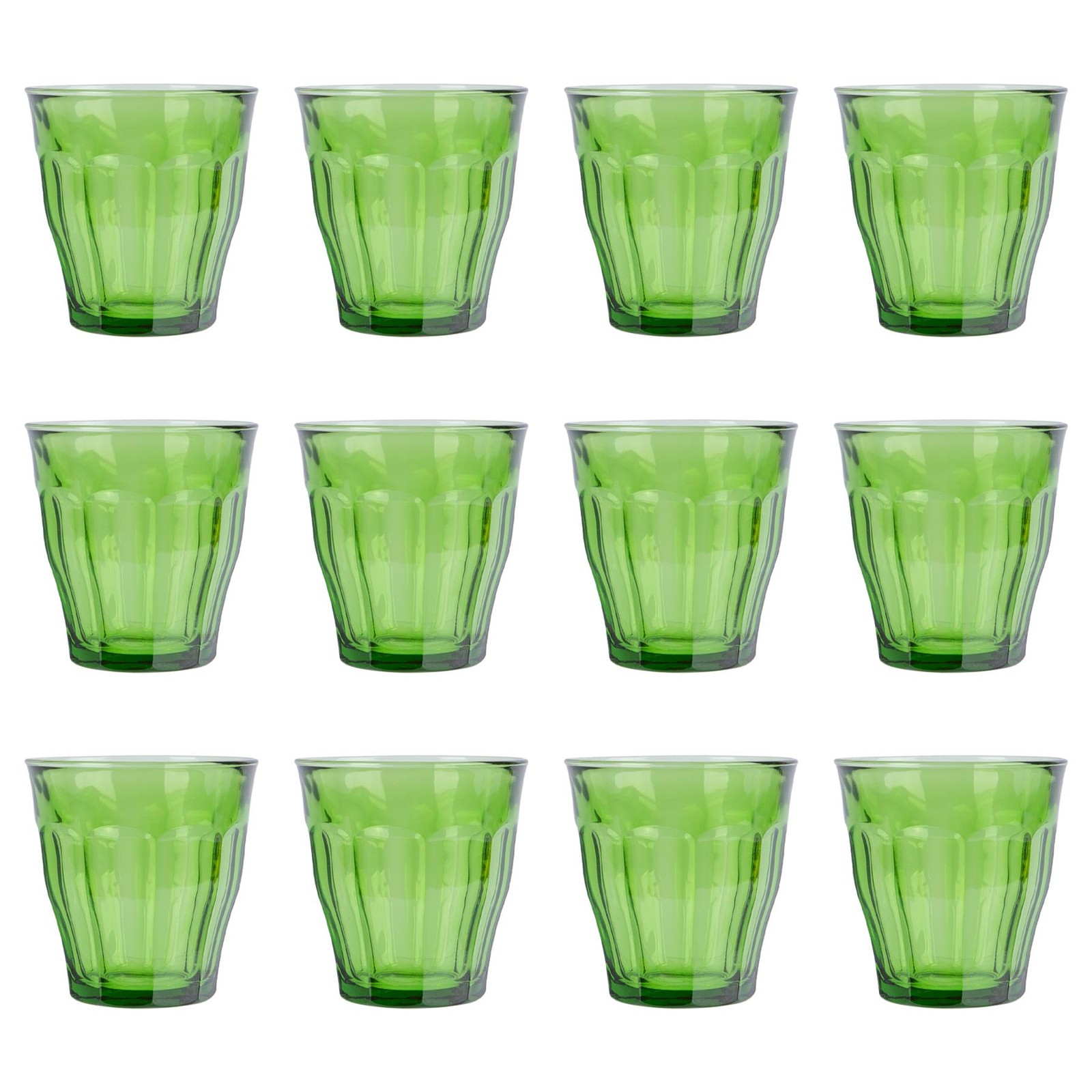 12x Duralex Jungle Green 250ml Picardie Glass Tumblers Water Whiskey Cup Set