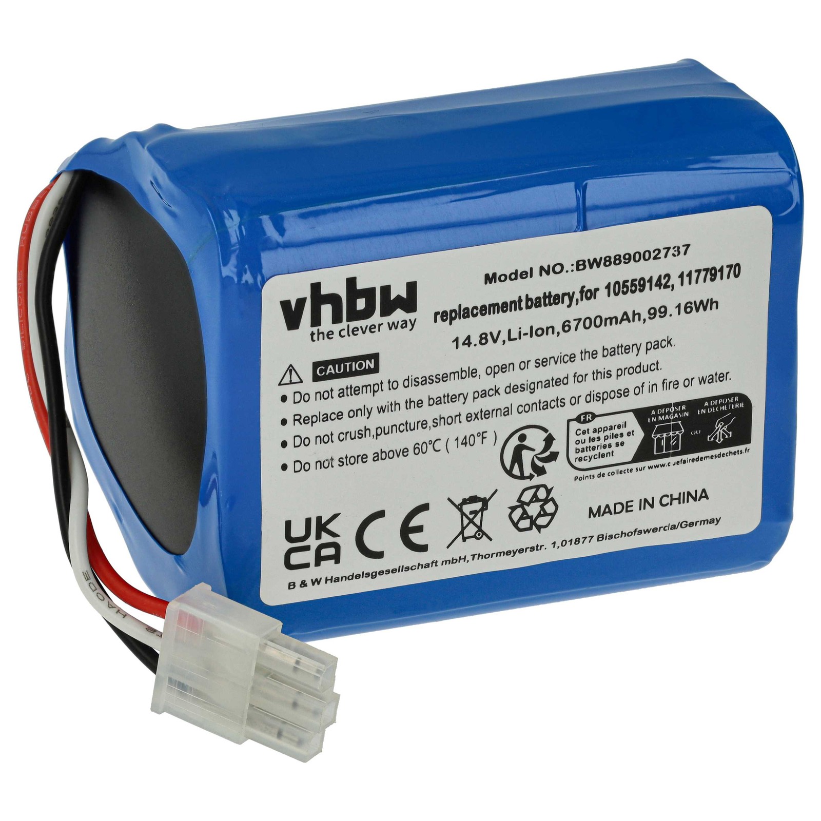 Battery for Miele 11779170 10559142 6700mAh 14.8V