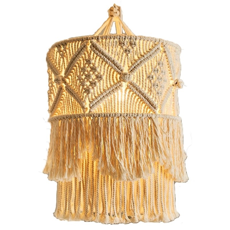 Handmade Wall Tapestry Lampshade Macrame Boho Decor Handcraft Tassel8683