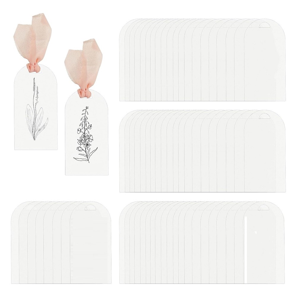 50Pc Acrylic Place Cards Wedding Blank Arched Frosted Wedding Reserved4156