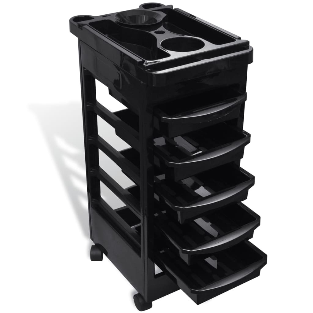 Hair Salon Plastic Trolley with Wheel Beauty 5 Trays Cart Shelf Storage vidaXL