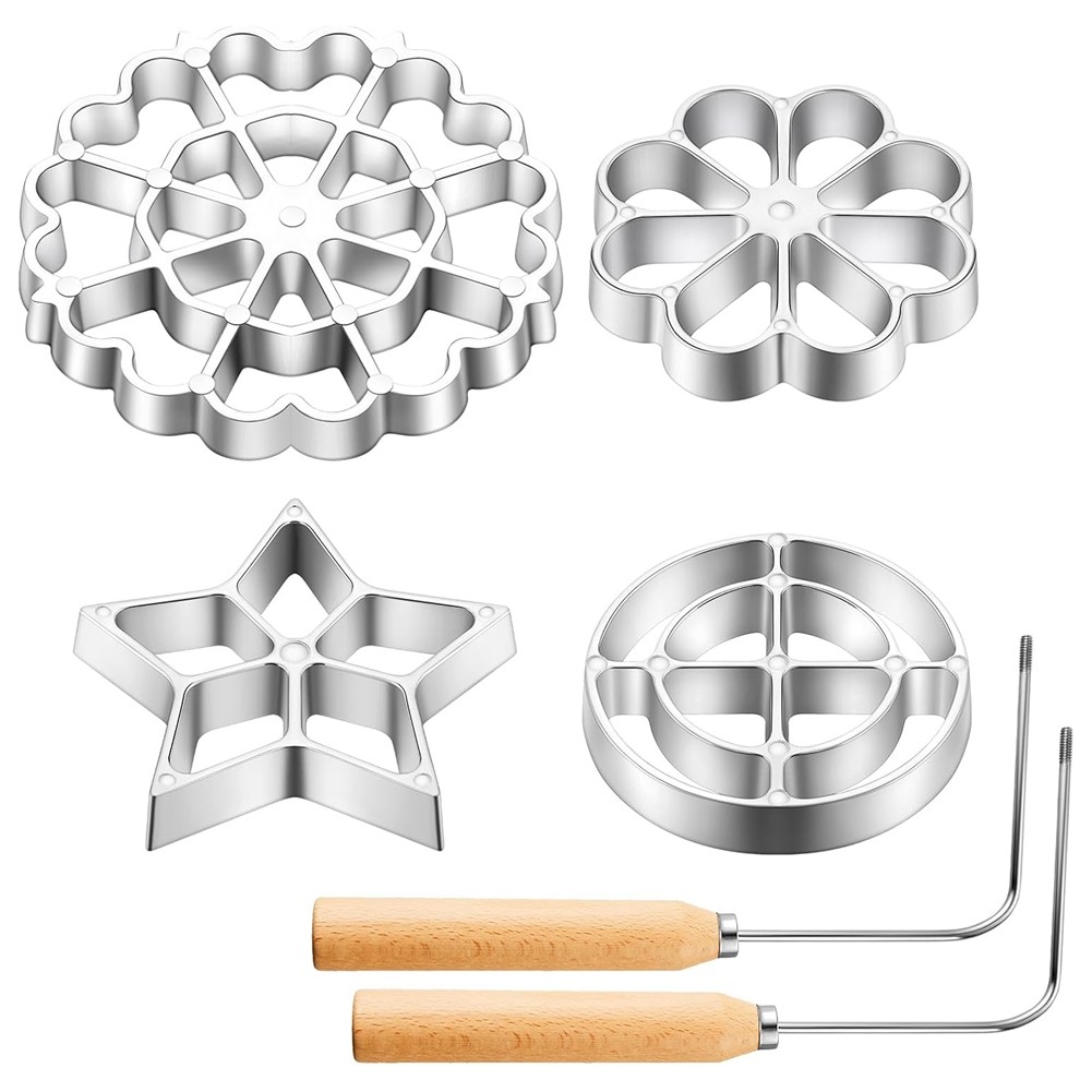 Rosette Iron Molds Set Cooking Stamp Maker Kit Bunuelos Mold with Handle2312