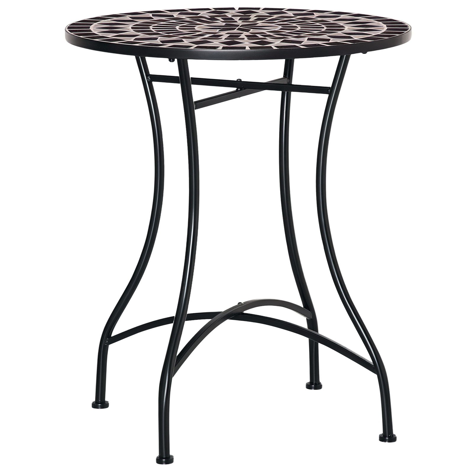 Outsunny 60cm Mosaic Round Bistro Table Outdoor Garden Side Table, Black