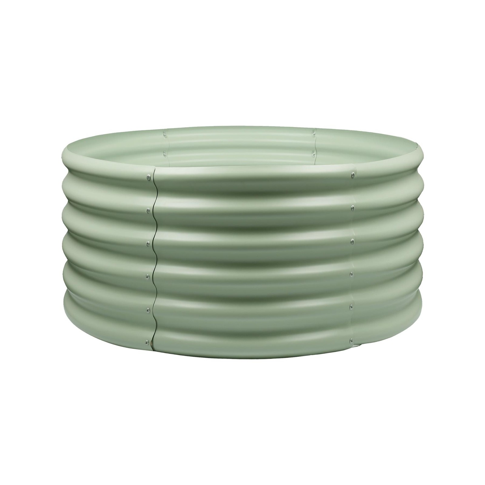 1x Round Raised Garden Bed 90cm x 45cm Green Galvanised Steel Planter Box