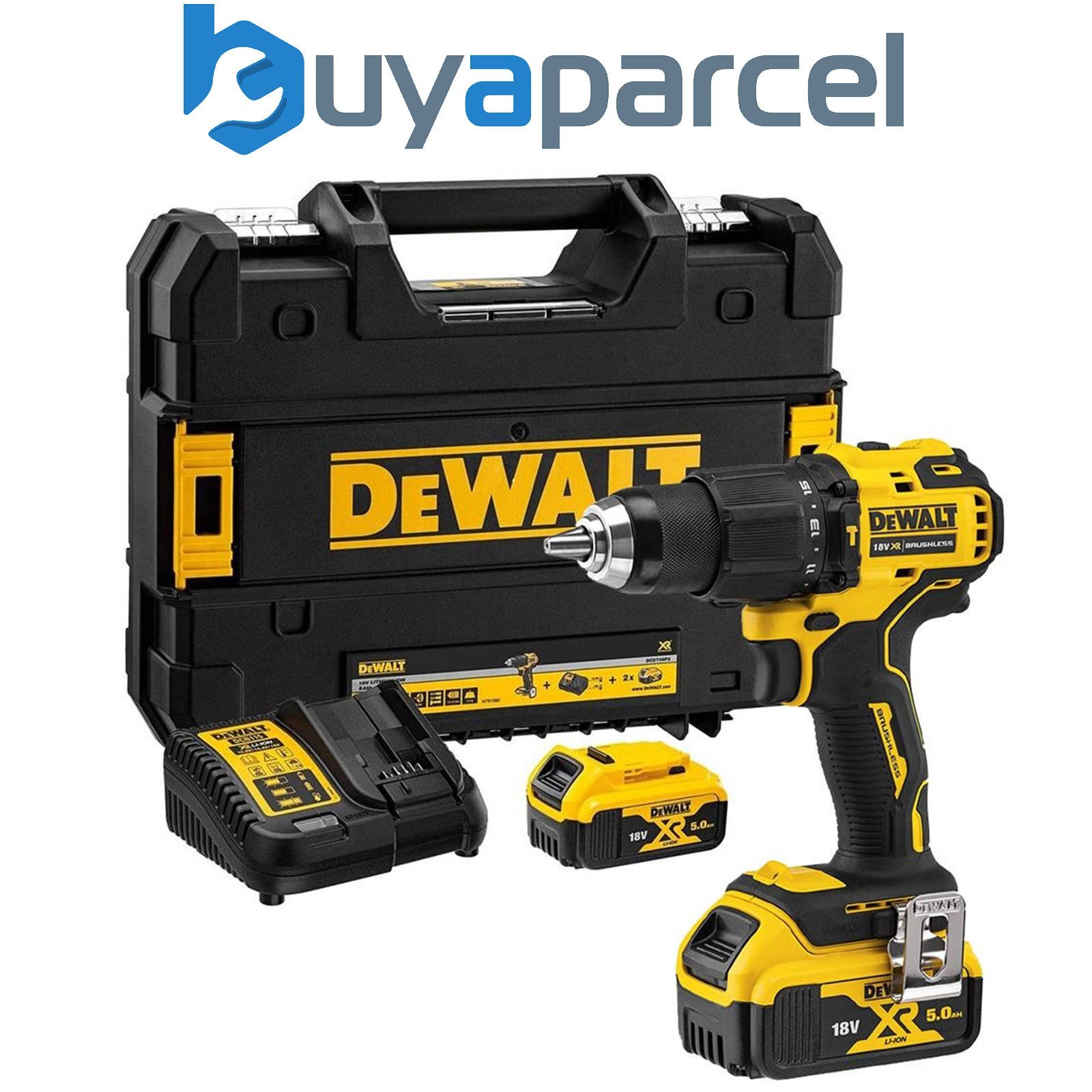 Dewalt DCD709P2T 18v XR Brushless Compact Combi Hammer Drill Tstak - 2 x 5.0ah