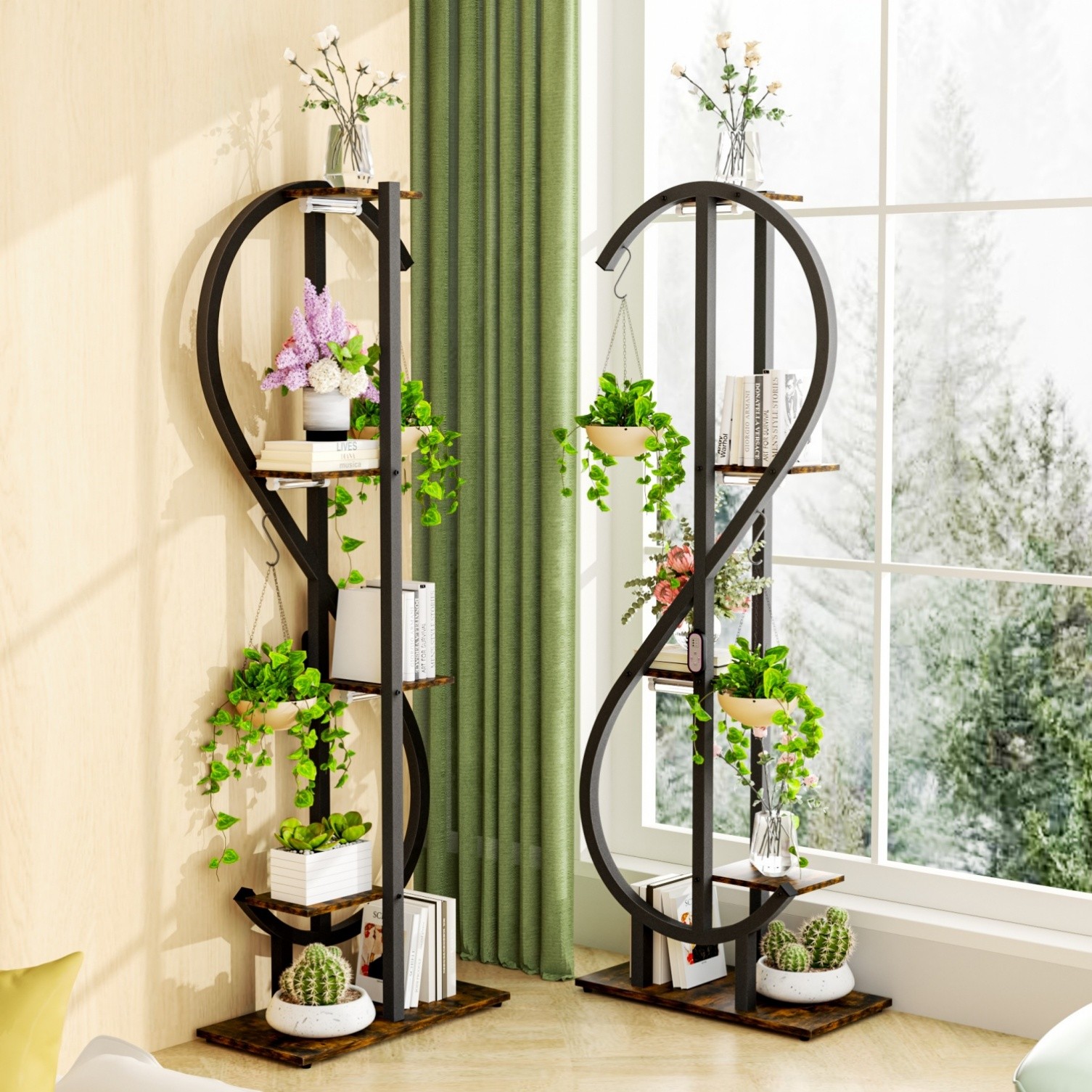 Industrial Indoor Plant Stand with 10 Brightness Grow Lights & Timer-controlled
