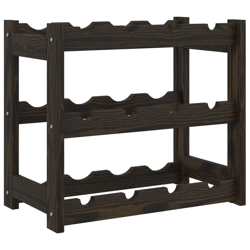 Wine Rack for 12 Bottles Shelf Bottle Holder Black Solid Wood Pine vidaXL