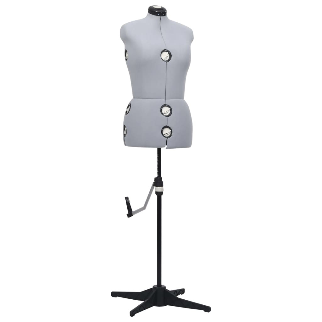 Adjustable Dress Form Female Grey M Size 40-46 Dressmaking Mannequin vidaXL