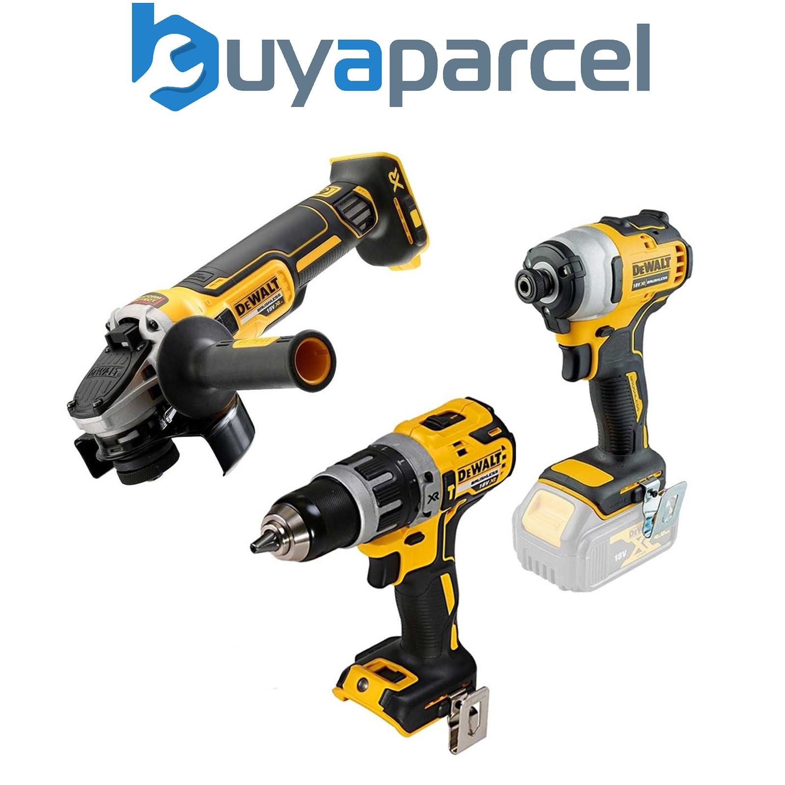 Dewalt DCK384 18v XR Brushless DCD796 Drill DCF887 Impact DCG405 Grinder Bare