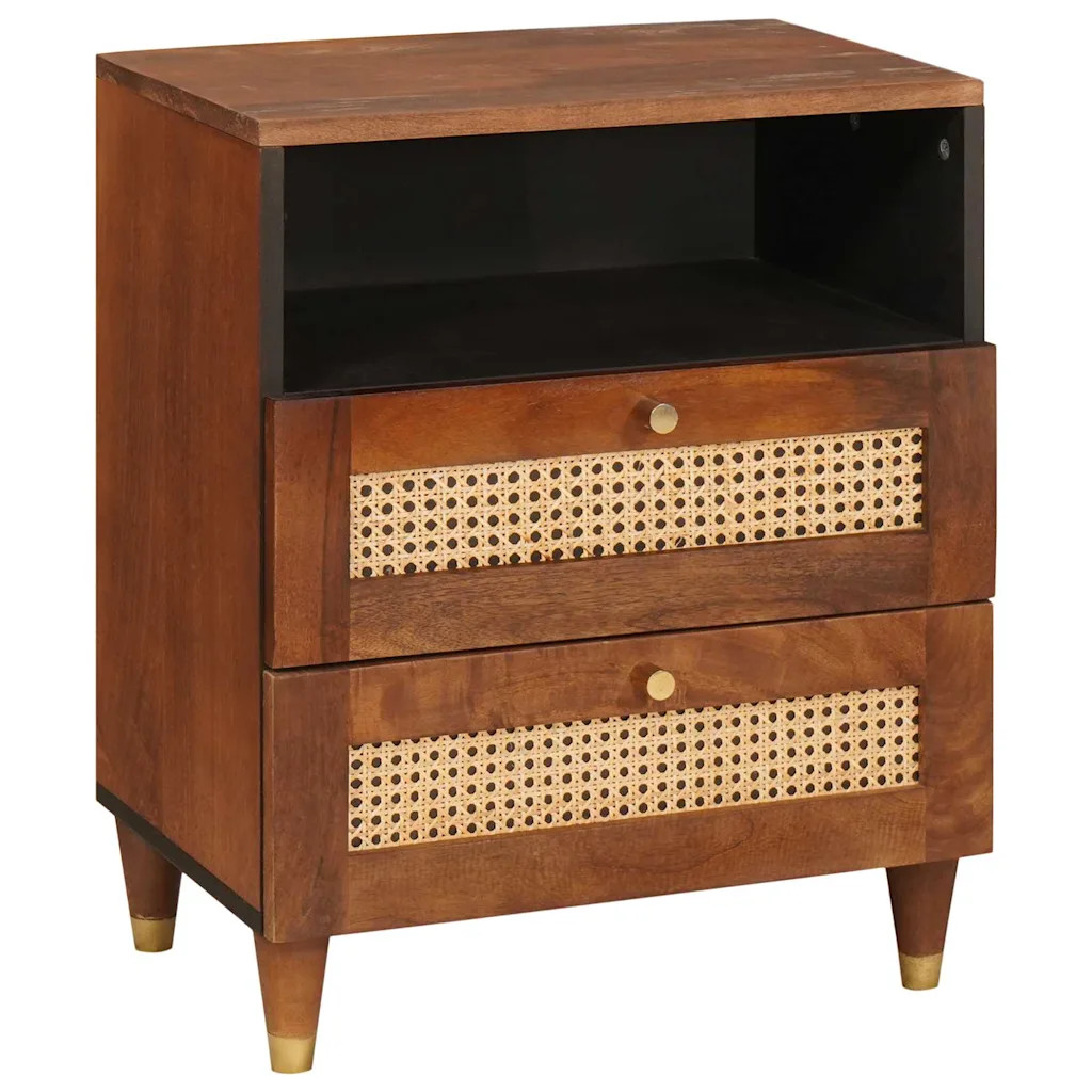 vidaXL Bedside Tables with Drawer 50 x 33 x 62 cm Solid Mango Wood, Modern Bedro