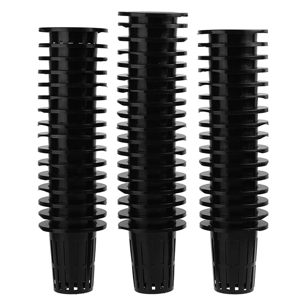 2X(100pcs Black Plastic Fixing Basket Gardening Soilless Slotted Mesh Plant4477