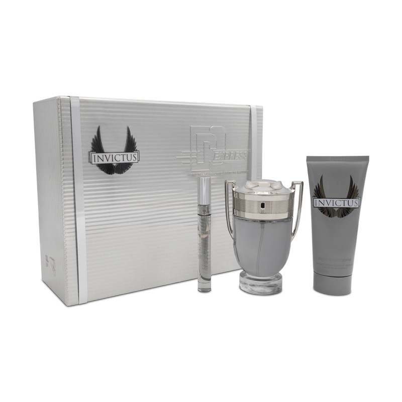 Paco Rabanne Invictus 100ml Eau De Toilette With Travel Spray & Shampoo Gift Set