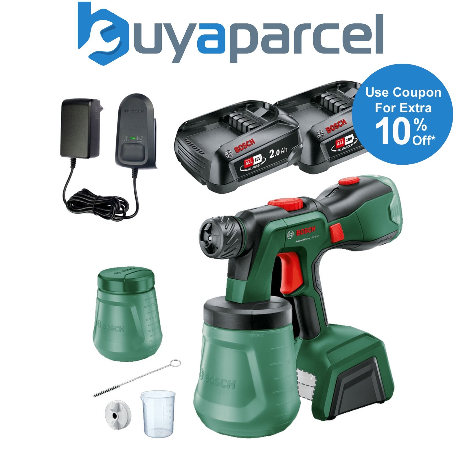 Bosch AdvancedSpray 18v 18V-500 Cordless Paint Spray System 2 x 2.0Ah Batteries