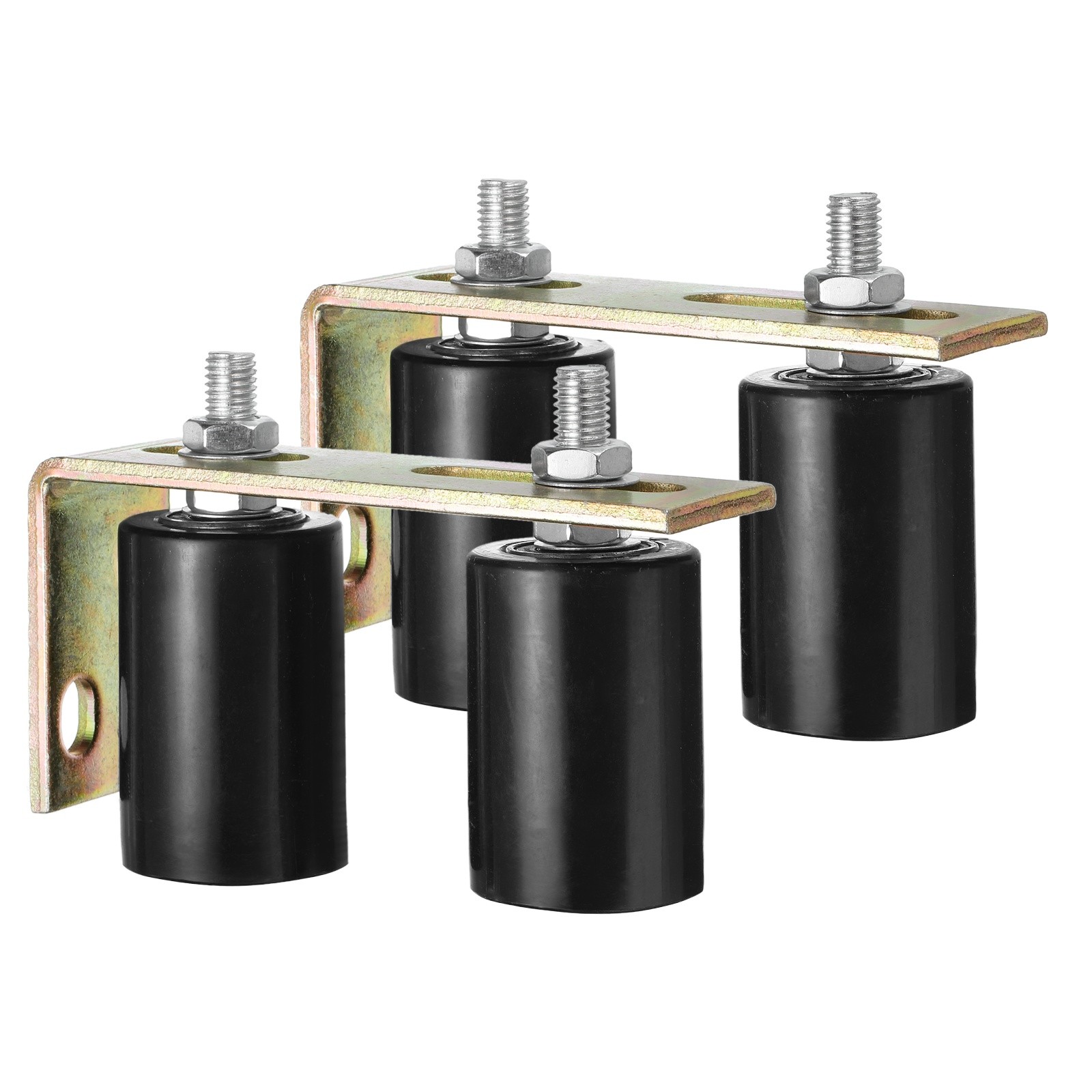 2Set Slide Gate Guide Roller, 2"x2-3/4" Nylon Gate Support & Bracket, Black