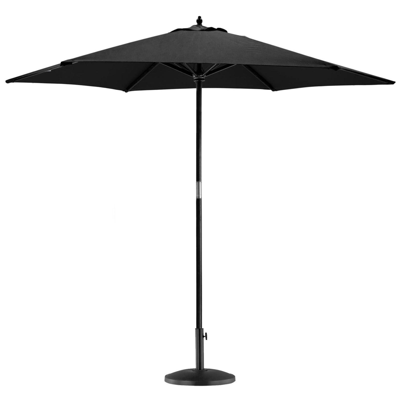 Wooden Garden Parasol & Base Set Pulley-Operated Canvas Sun Shade 2.7m Black
