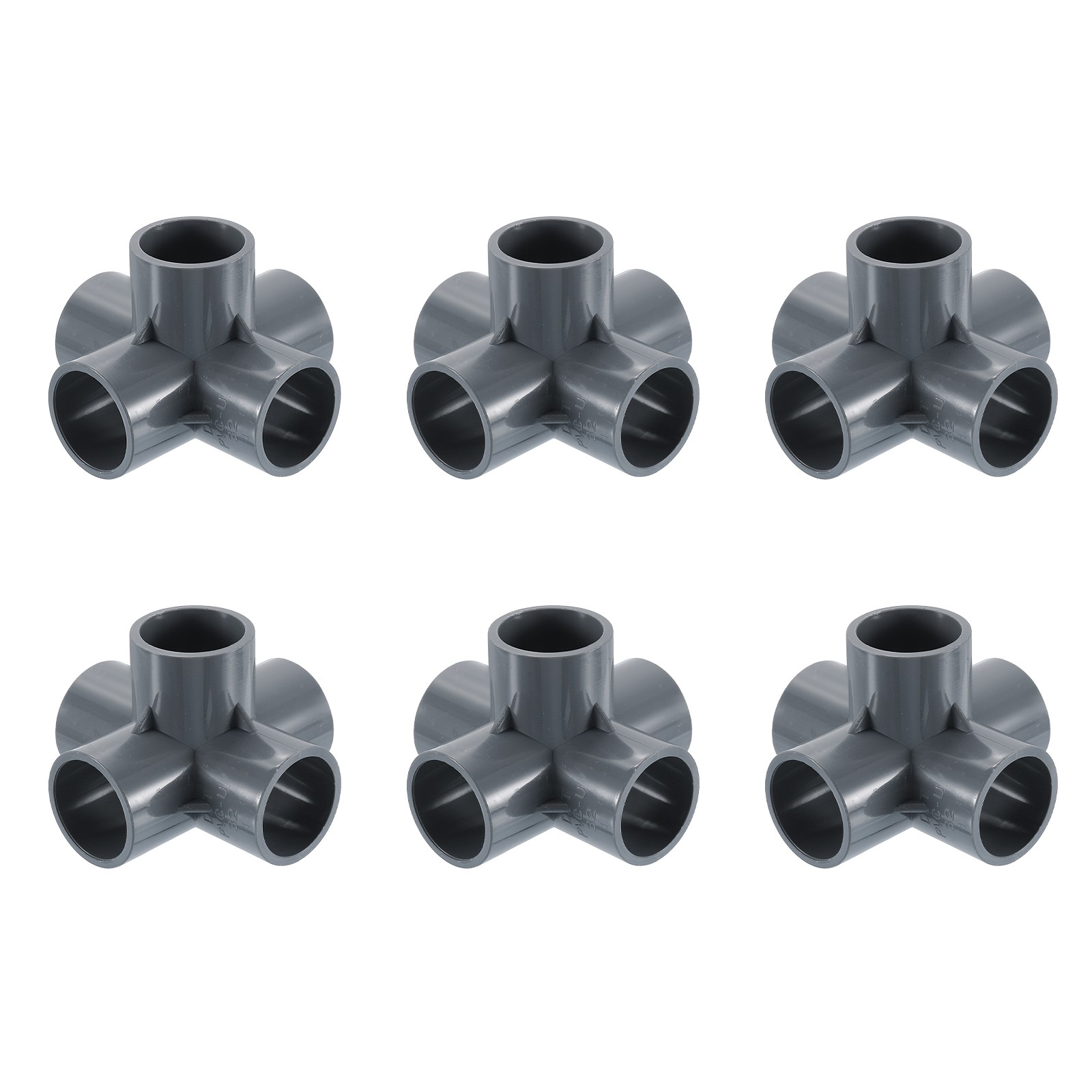 1" PVC Fittings, 6 Pcs 5 Way Elbow Connector Elbow PVC Corner Fitting, Grey