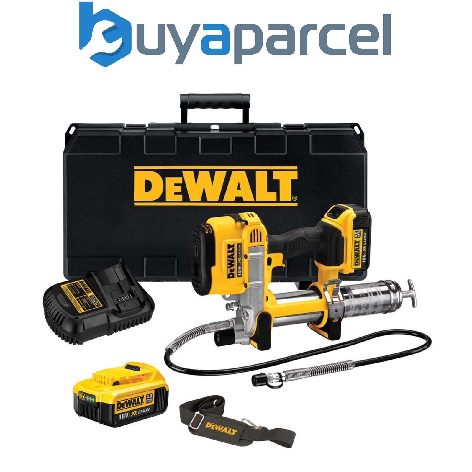 Dewalt DCGG571M2 18v XR Cordless Li-Ion Grease Gun + 2 x 4.0Ah Battery, Case