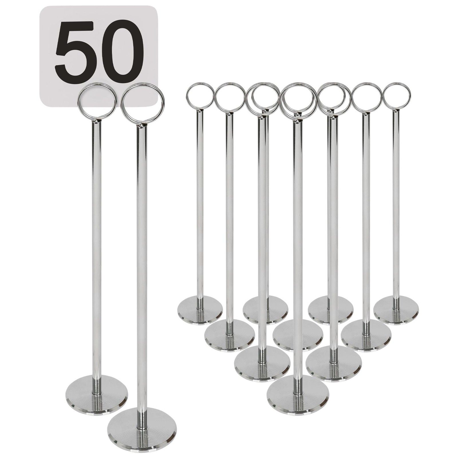 50x Table Numbers with 30cm Holders Wedding Place Card Sign Stand Set Silver
