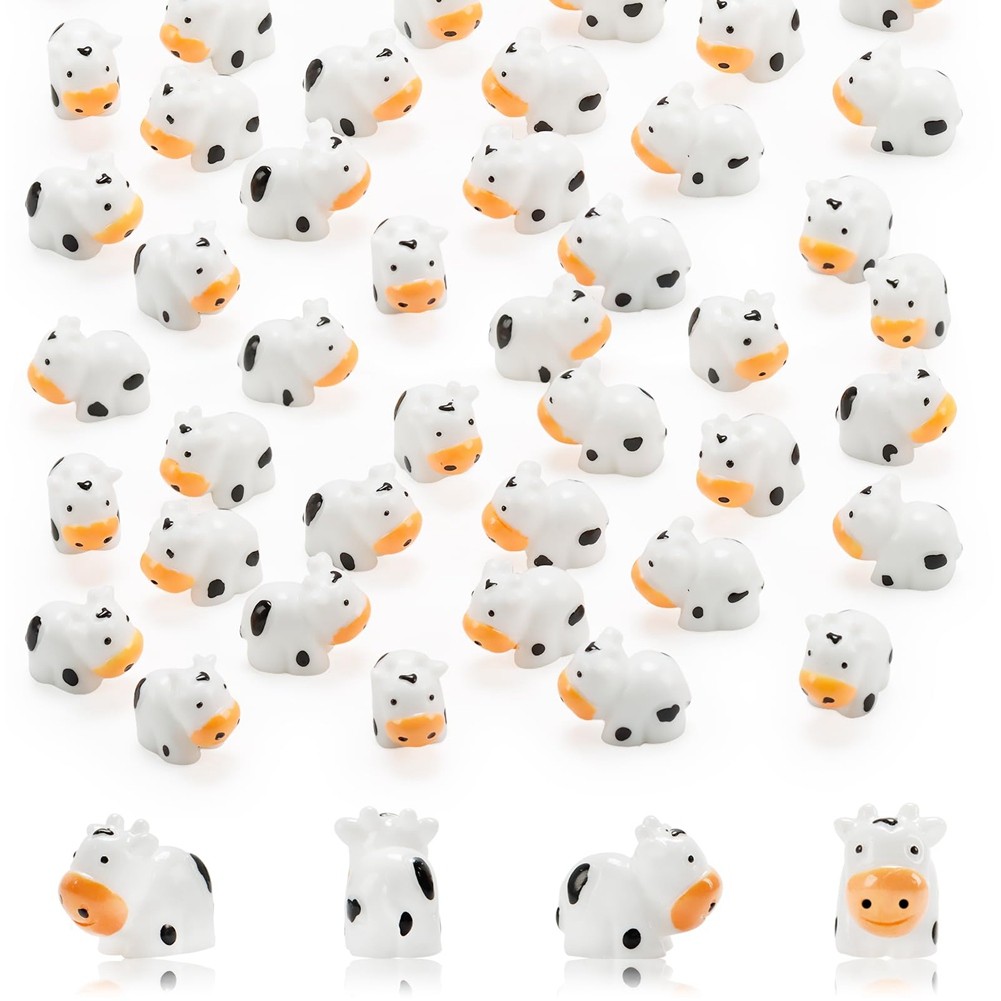 2X(100 Pcs Cow Figurines Resin Cow Miniature Animals Figurines Fairy4200