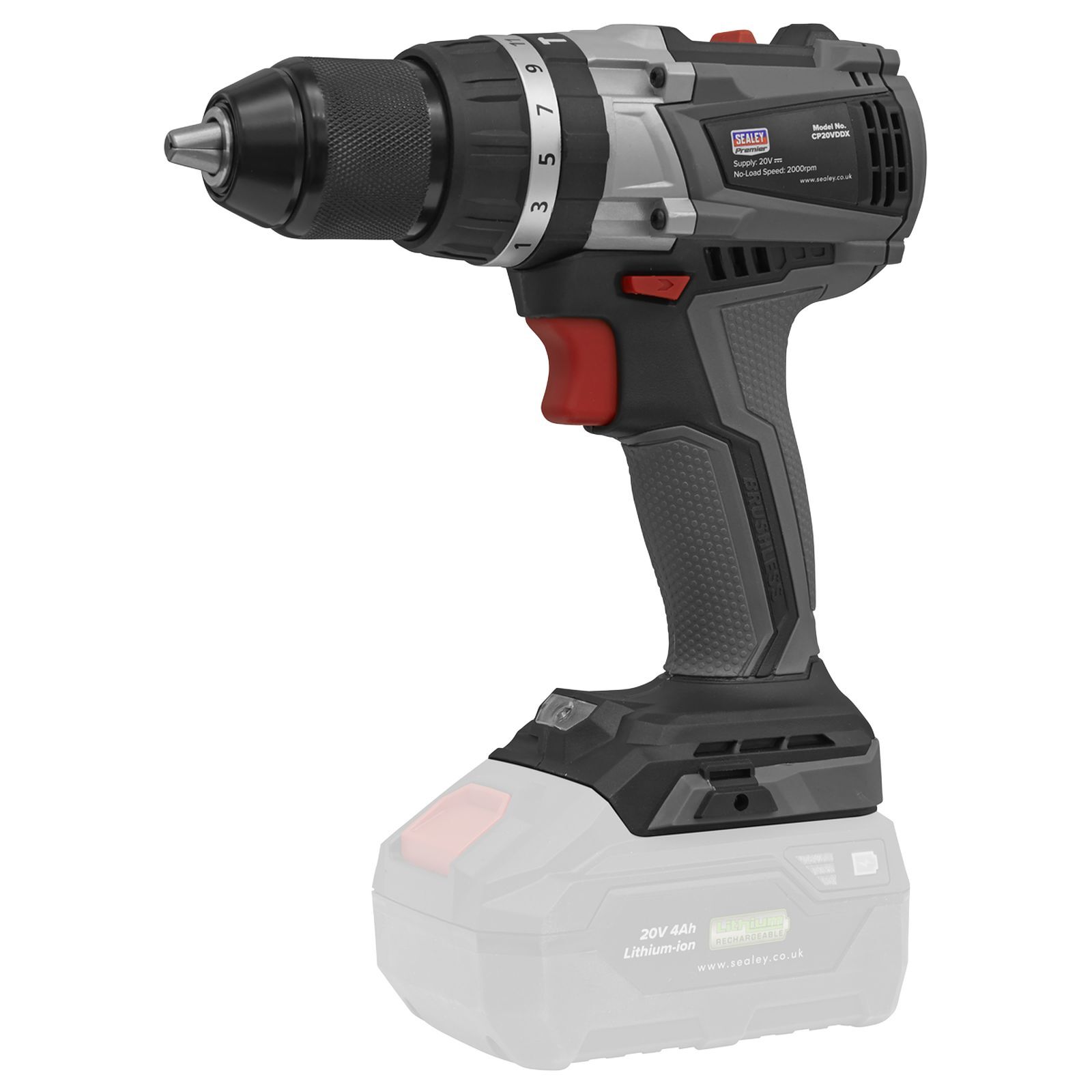 Sealey 20V 13mm Brushless Hammer Drill/Driver - Body Only - CP20VDDX