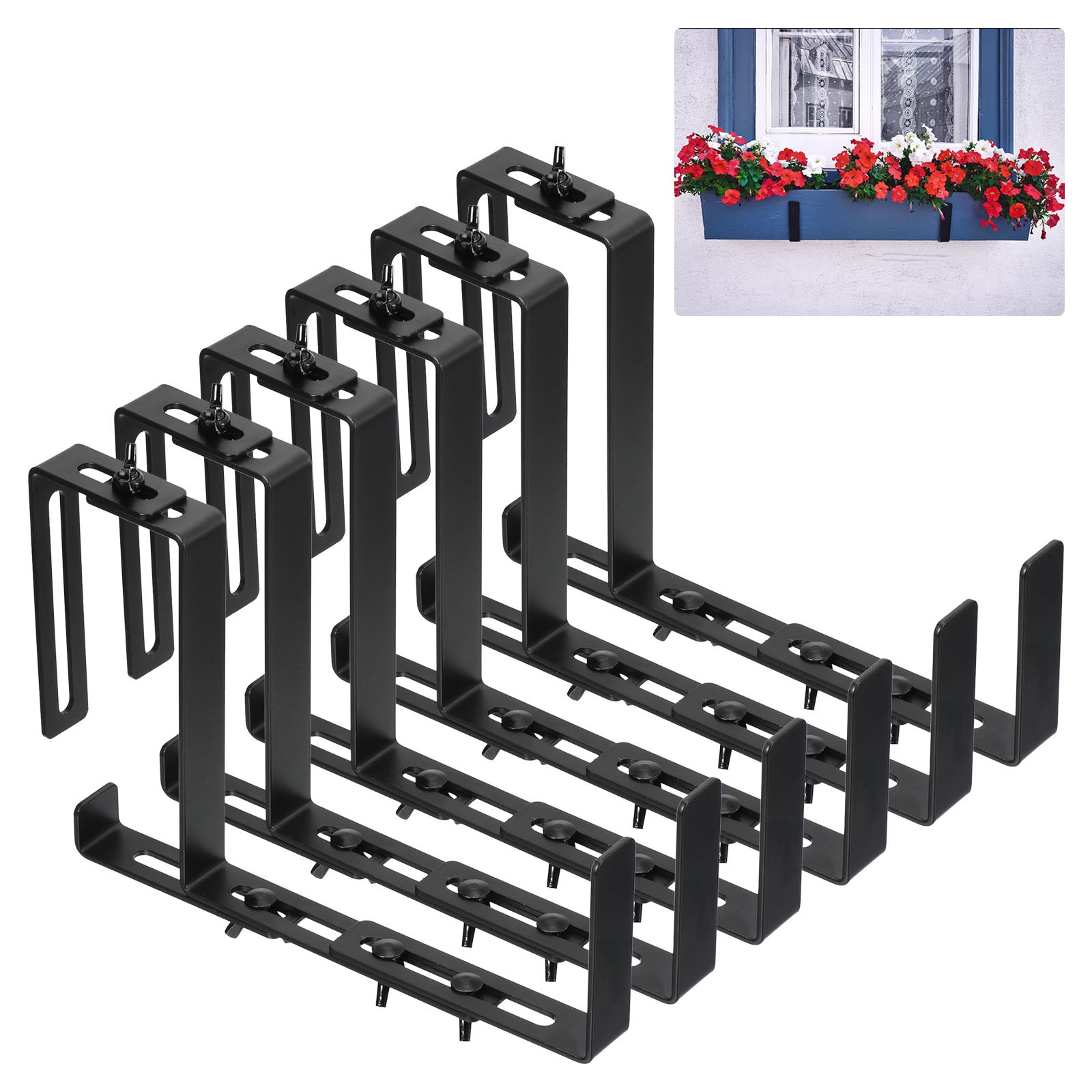 Deck Railing Adjustable Planter Box Brackets Window Box Brackets (3 pair)