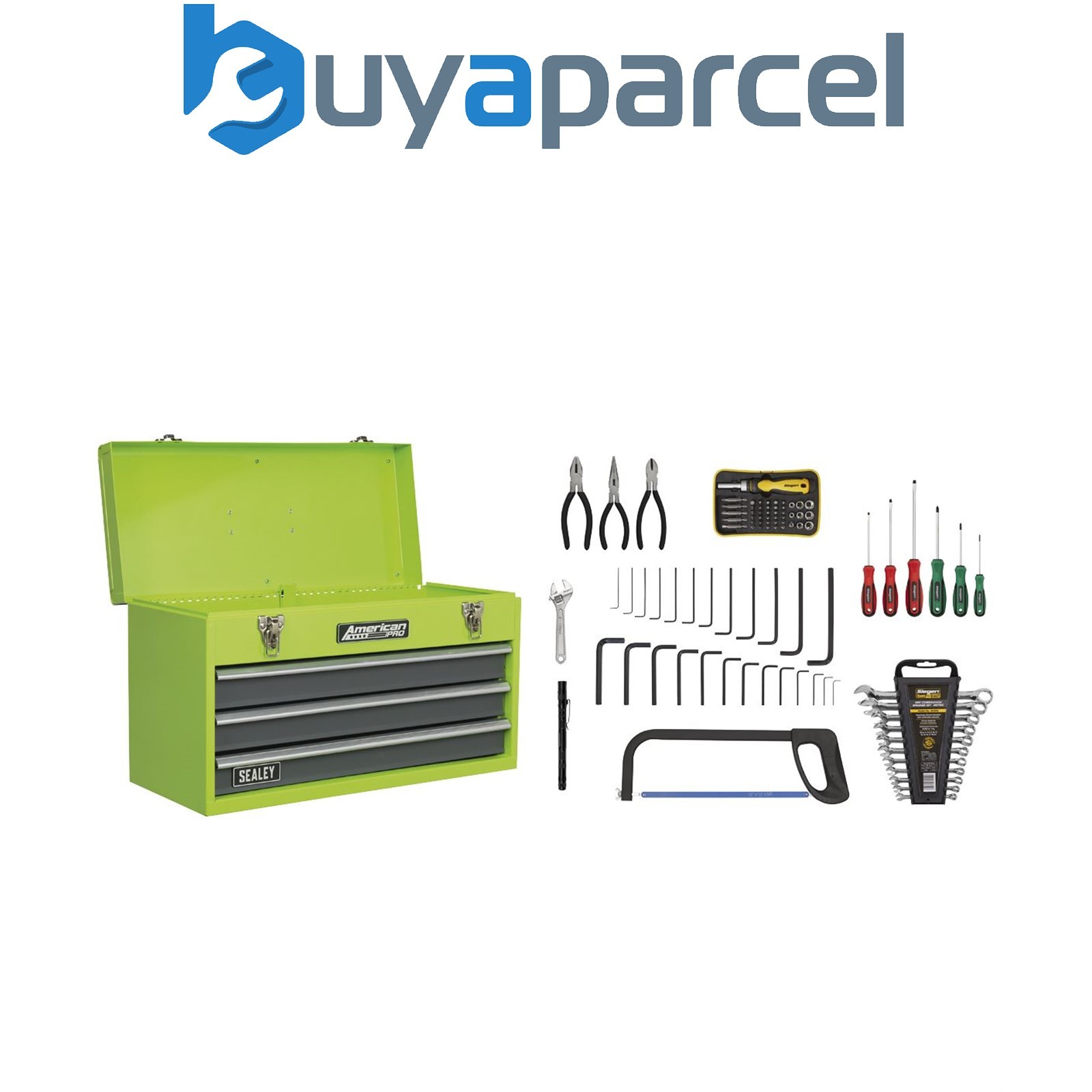 Sealey AP9243BBHVCOM American PRO&reg; Tool Chest 3 Drawer with 93pc Tool Kit