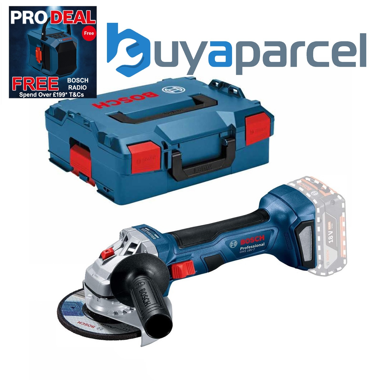 Bosch GWX 18V-7 X-LOCK 18v 115mm Brushless Angle Grinder Bare + LBOXX 06019H9104