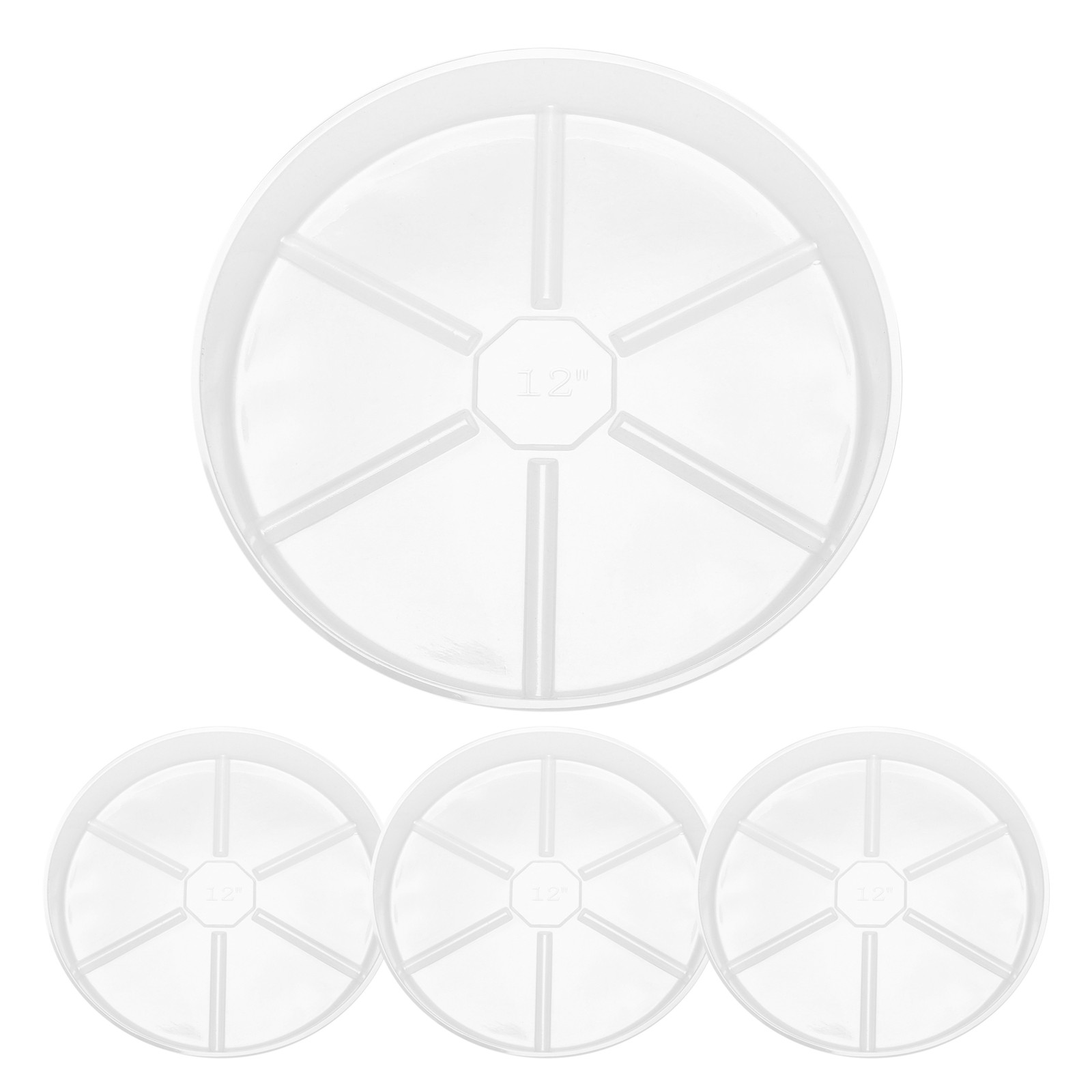 5X(4 Pack Clear Plant Saucer 12 Inch Plastic Plant Saucers Thicker Plant7702