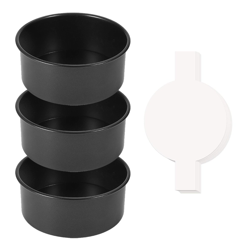 6Inch Cake Pan-3pcsRound Cake Pans with 100 Pieces Parchment ,Non-Stick9865