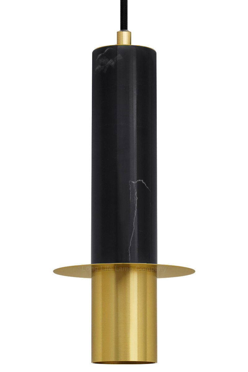 Slim Tubular Black Marble Ceiling Pendant Lamp Shade Brass Modern H3072