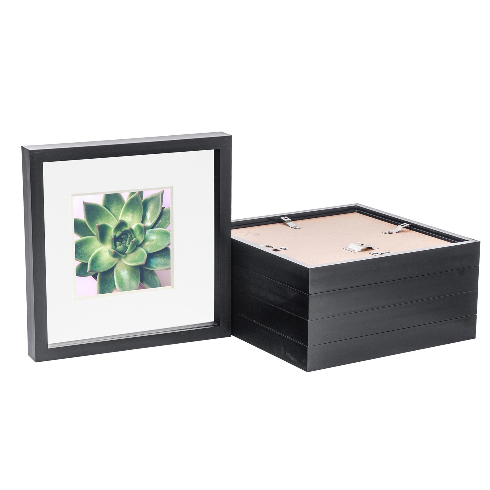 5x 3D Box Photo Frames Picture Display 10 x 10" with 6 x 6" Mount Black/White