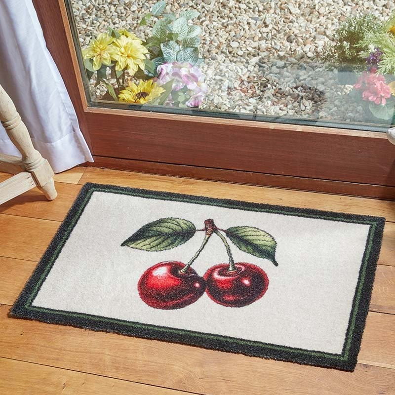 Heavy Duty Door Mat Indoor Welcome Mat Extra Large Red Cherries Non Slip 75cm