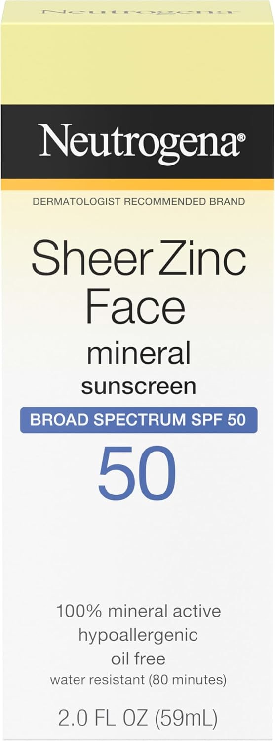 Neutrogena Sheer Zinc Face Dry-Touch Sunscreen Broad Spectrum SPF 50, 2 Fl. Oz.