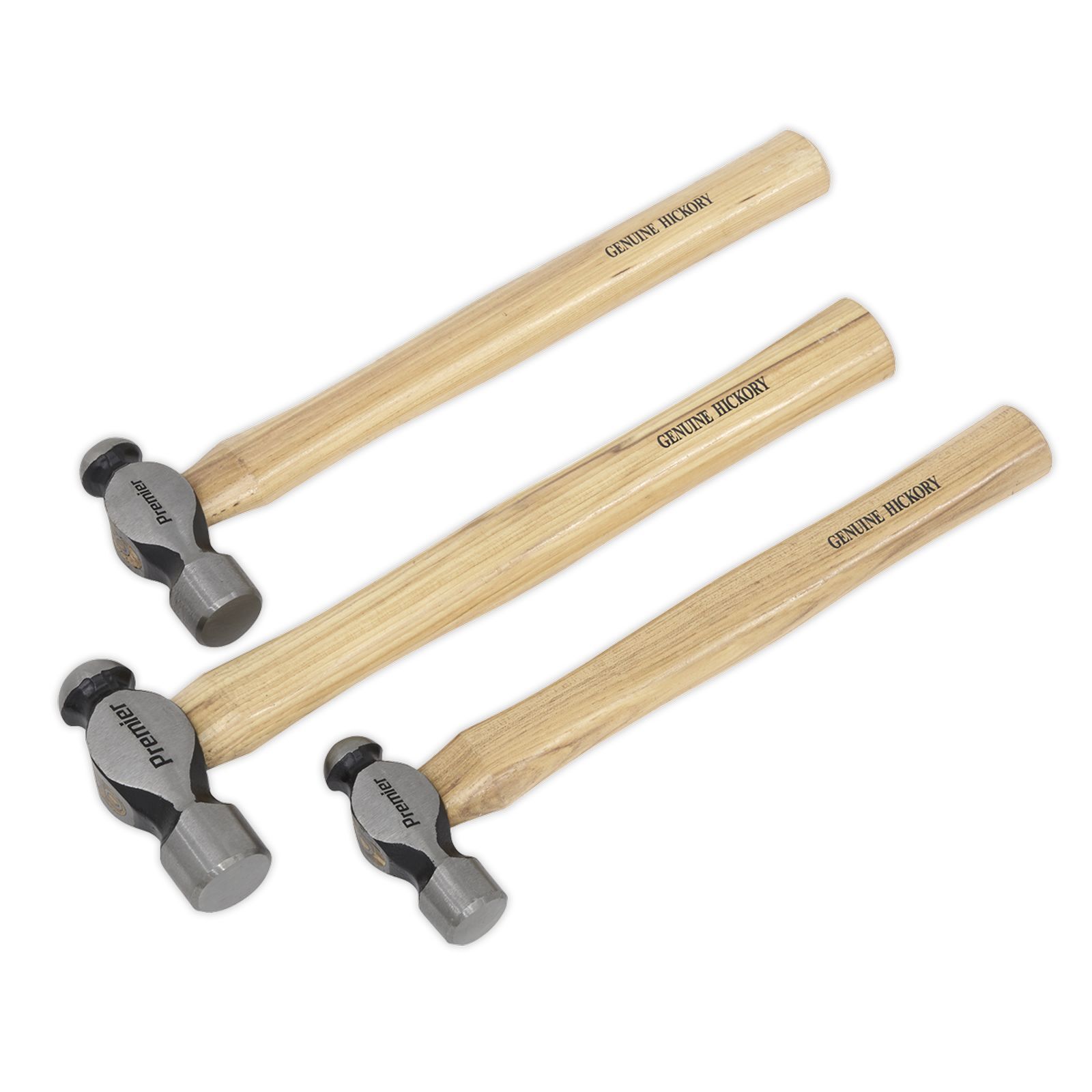 Sealey Ball Pein Hammer Set 3pc Hickory Shaft Hammers DIY Tools Garage Workshop
