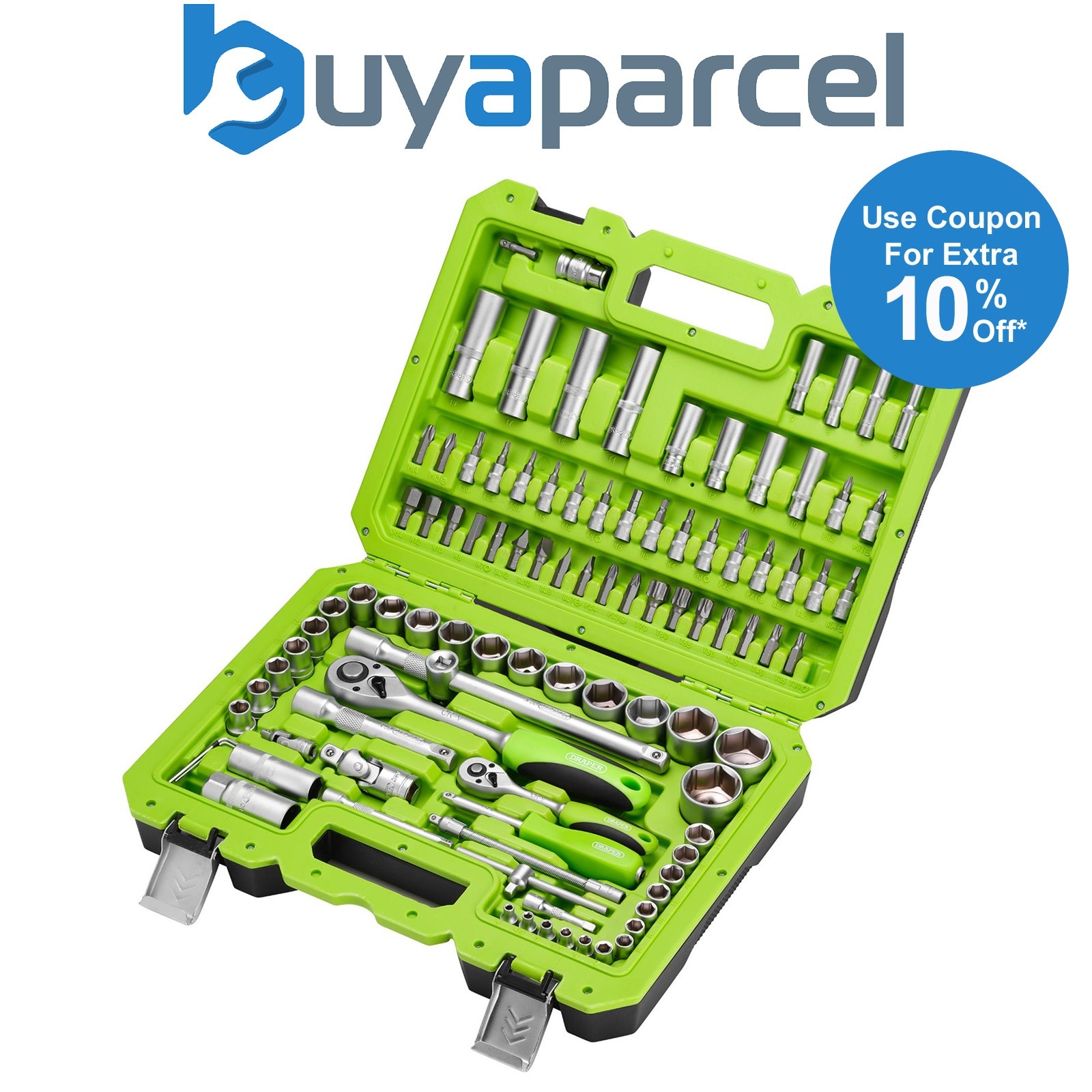 Draper 55318 Metric Socket Set, 1/4 8221; and 1/2 8221; Sq. Dr. (100 Piece)