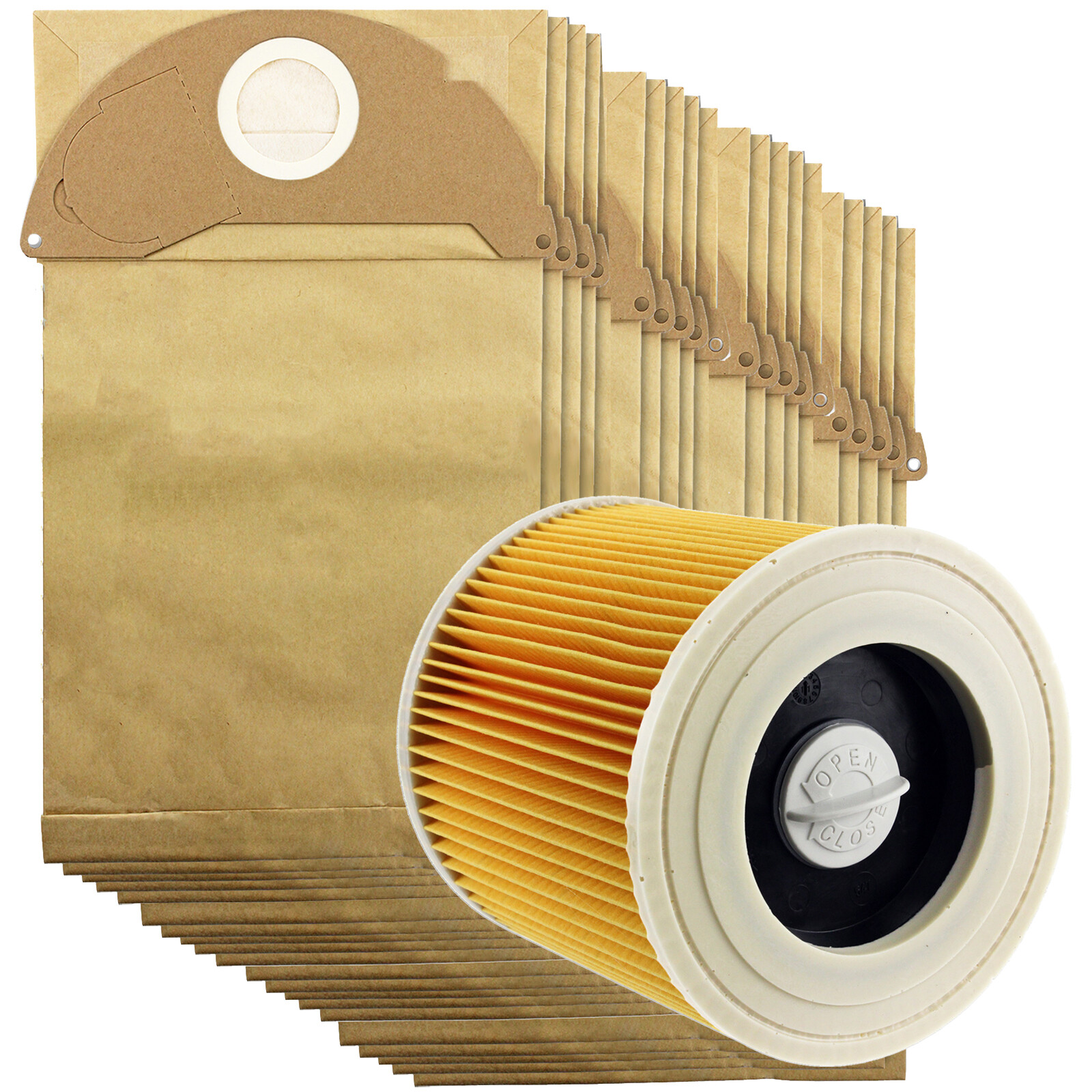 Hoover Filter Bags Set for KARCHER IPX4 MV2 WD2 Wet & Dry Vacuum Pack of 20
