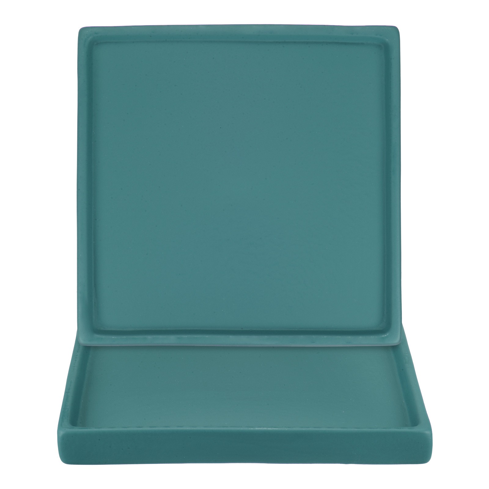 2-Pack Ceramic Plant Saucer, 7.1 Inch Saucer Drip [Square Green Blue]
