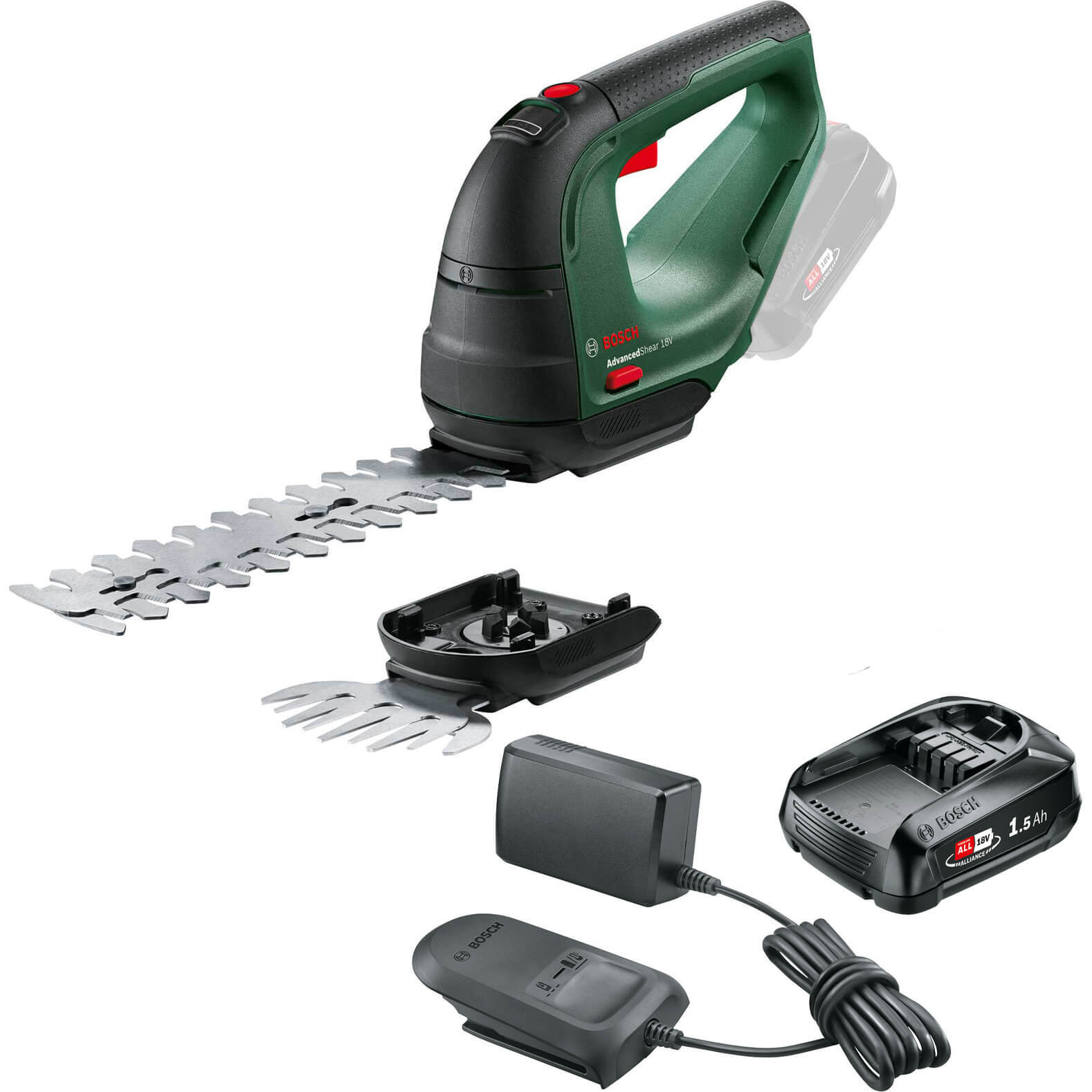 Bosch ADVANCEDSHEAR P4A 18v Cordless Grass and Shrub Shears 1 x 1.5ah Li-ion