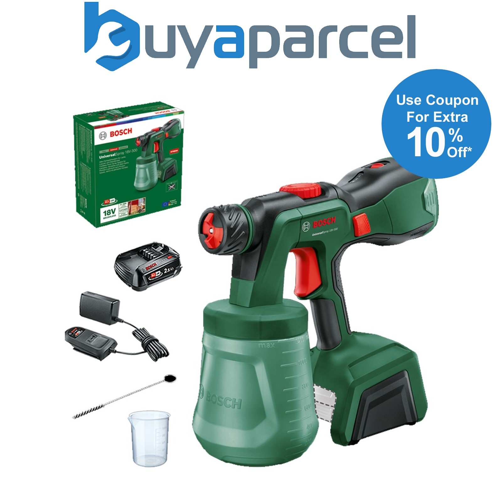 Bosch 0603208100 18v Paint Spray System UniversalSpray 18V-300 + 2.5AH Battery