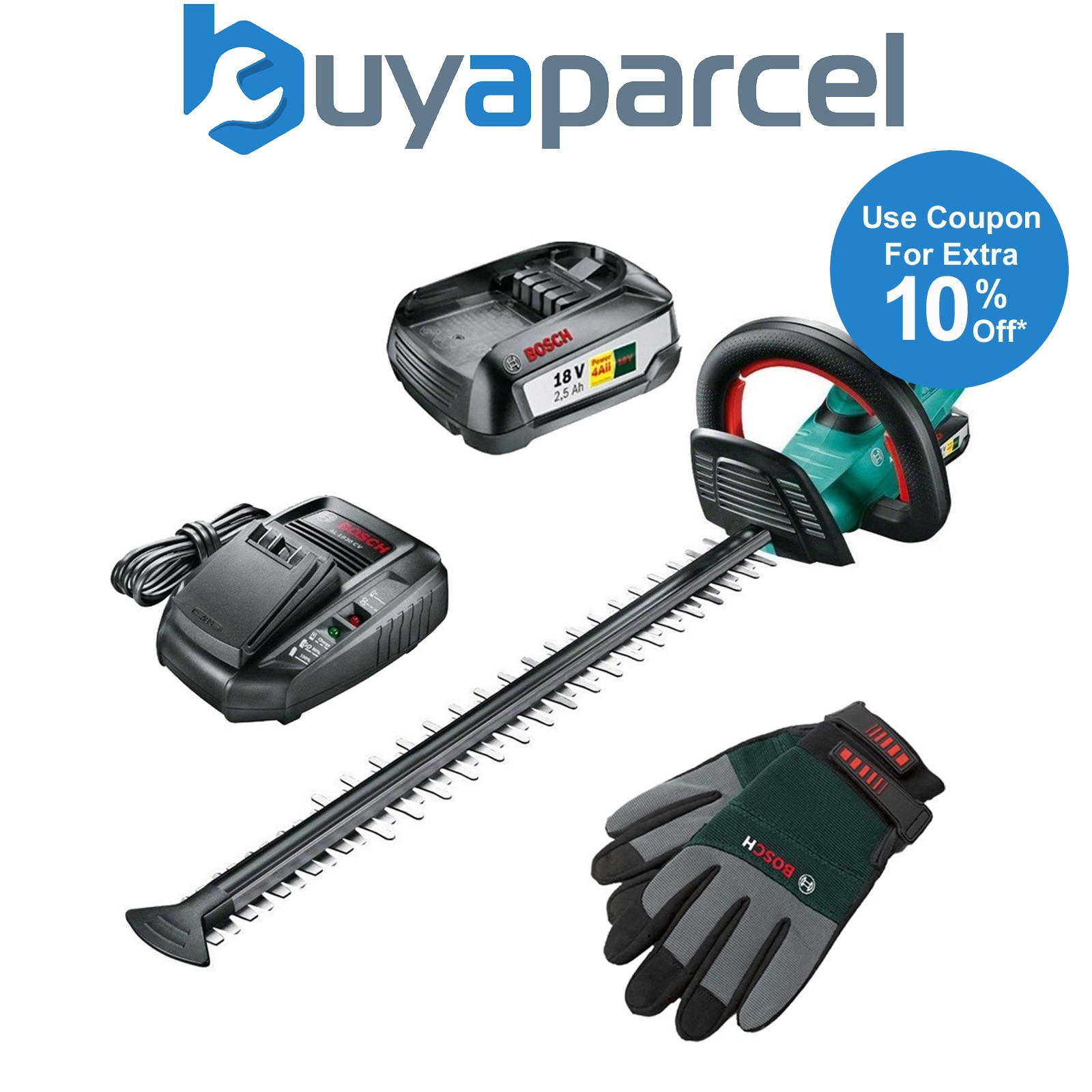 Bosch Hedgecut 18V-55 Cordless Hedge Cutter 18v Garden Trimmer + Battery + Glove