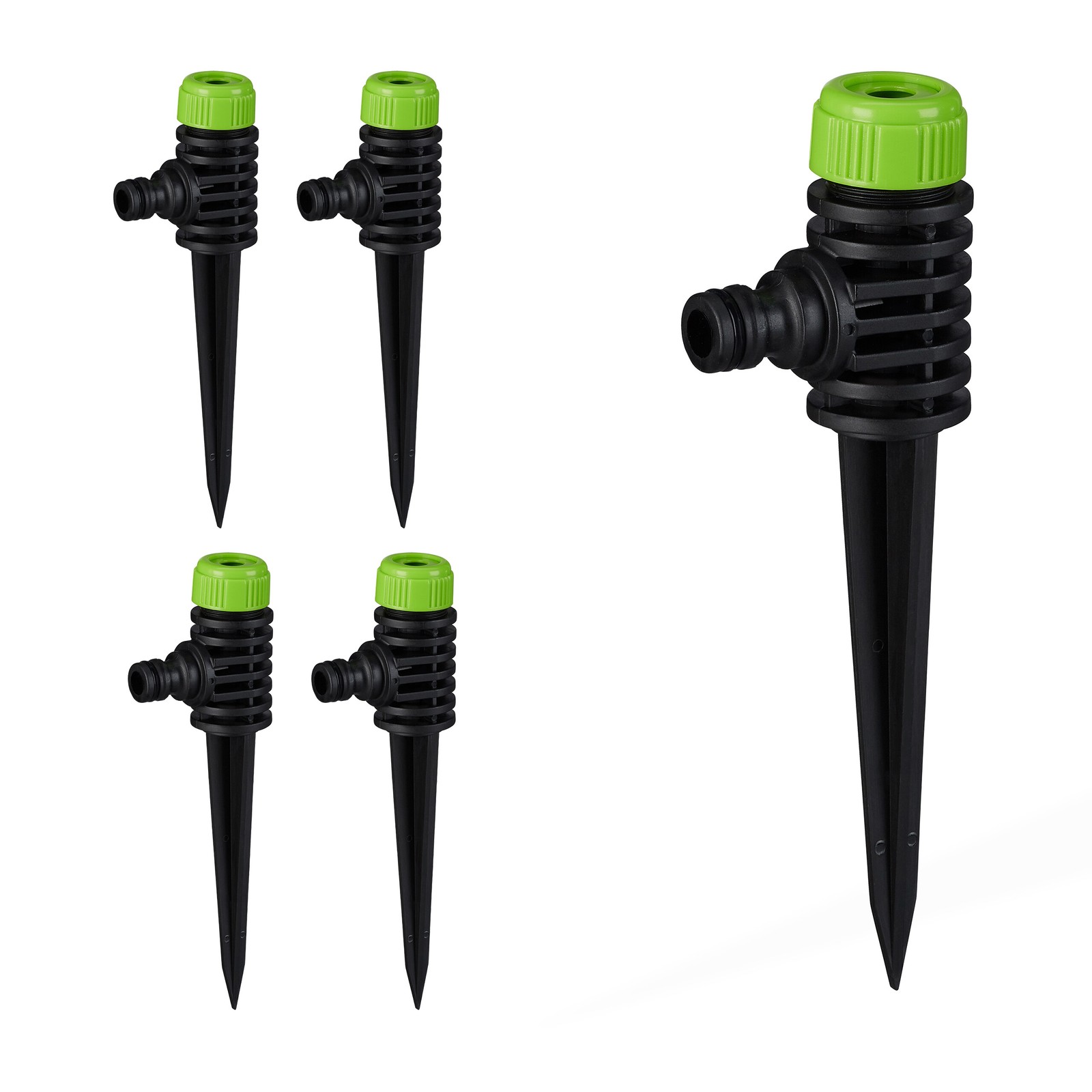 Set of 5 Spike Sprinklers Stake Irrigation Flowerbeds Garden Black Lawn Spray
