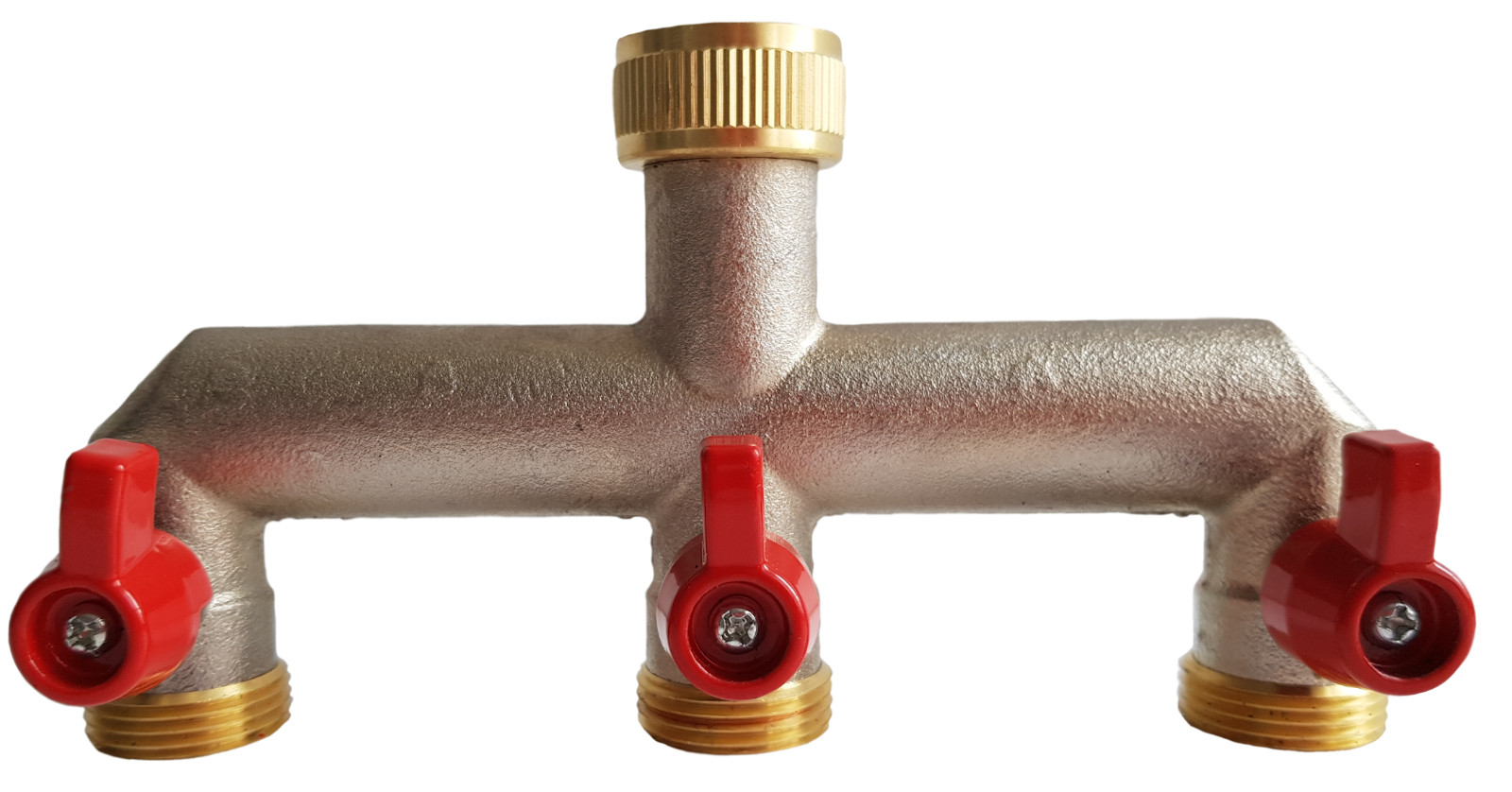 3 Way Garden Tap Splitter- Solid Plated Brass with Individual Adjustable Flow
