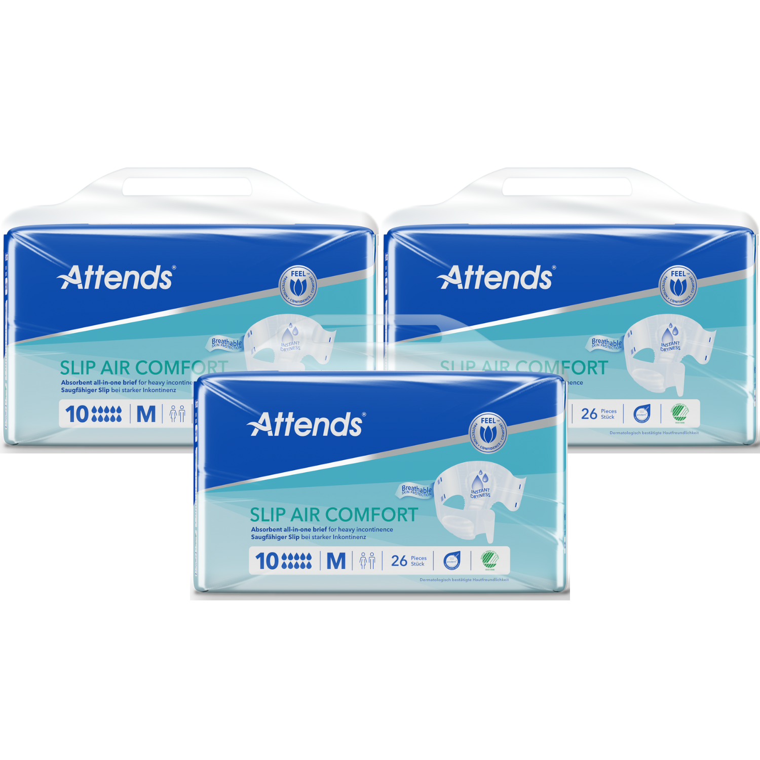 Attends Slip Air Comfort 10 Medium 26 Pieces x3