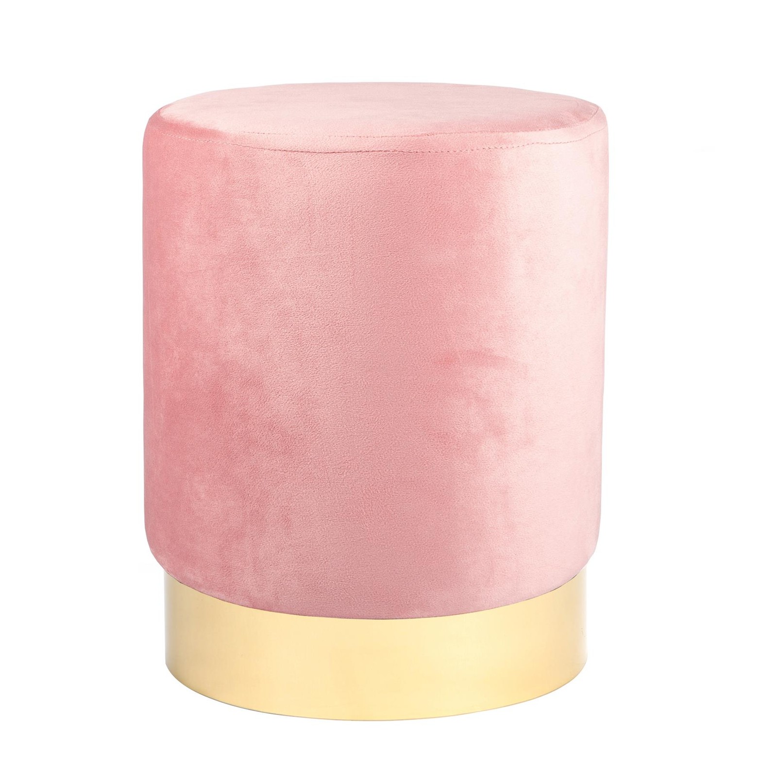 Round Velvet Pouffe Bedroom Dressing Table Accent Footstool 29 x 36cm Pink