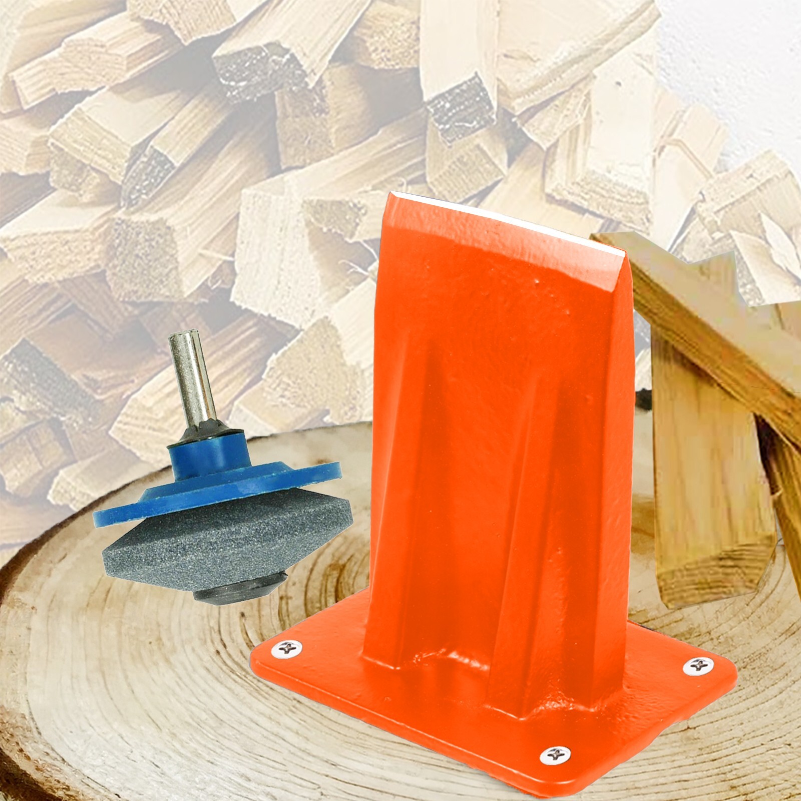 Kindling Splitter Blade Sharpener Chisel Log Wood Splitting High Visibility Kit