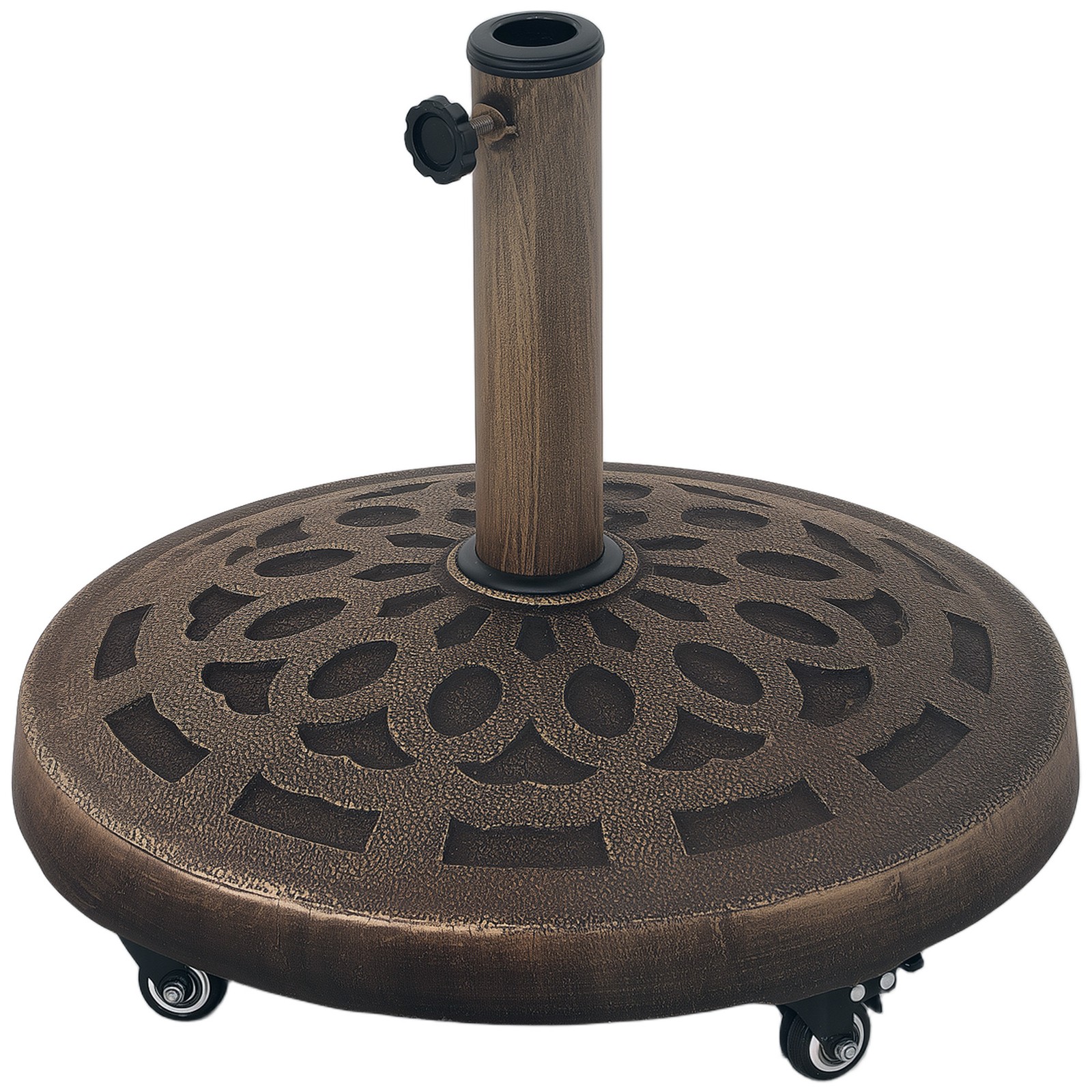 Outsunny 21kg Resin Garden Parasol Base Umbrella Stand with Wheels