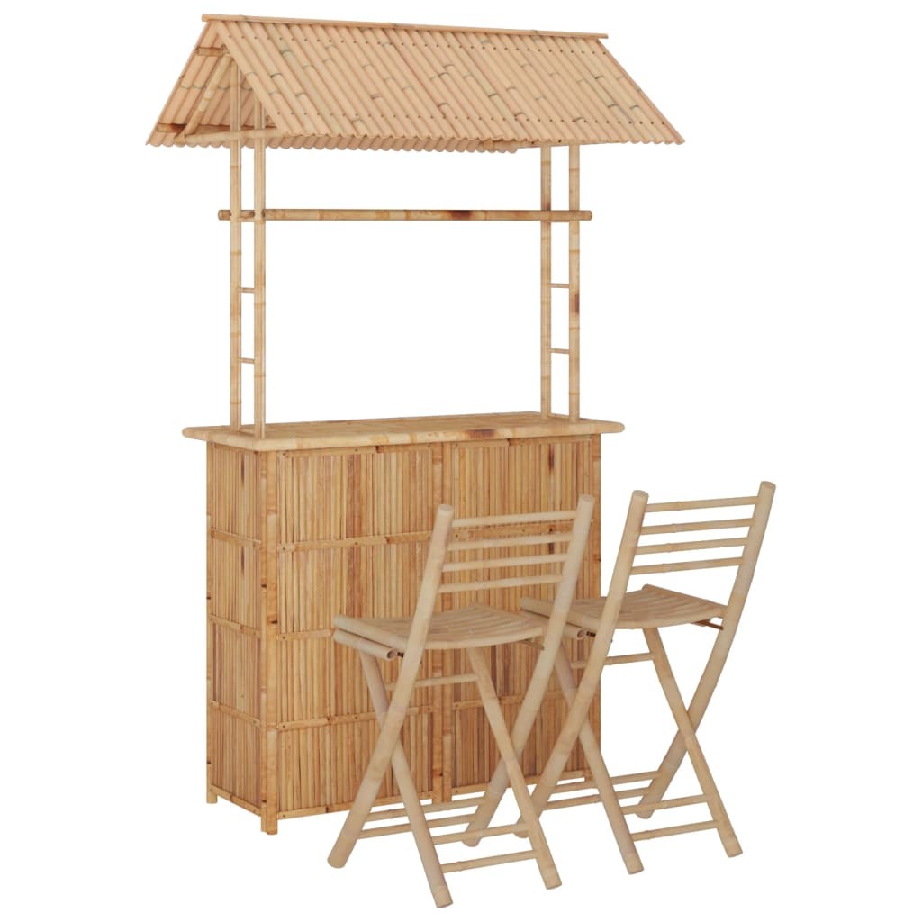 Bar Set 3 Piece Bamboo Patio Breakfast Stool Garden Table and Chair vidaXL