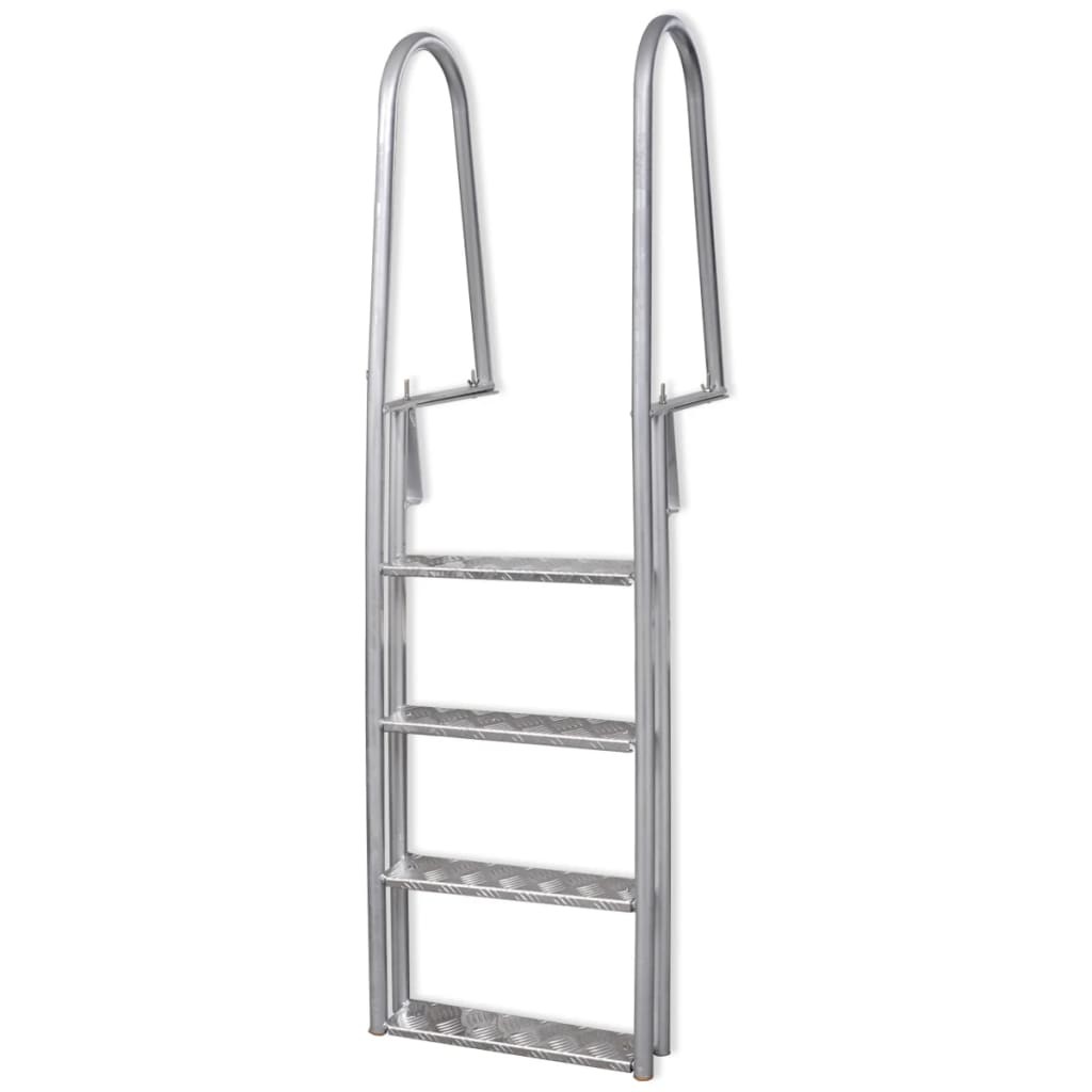 4-Step Dock Swimming Pool Ladder Aluminium 167 cm Non Slip Heavy Duty vidaXL