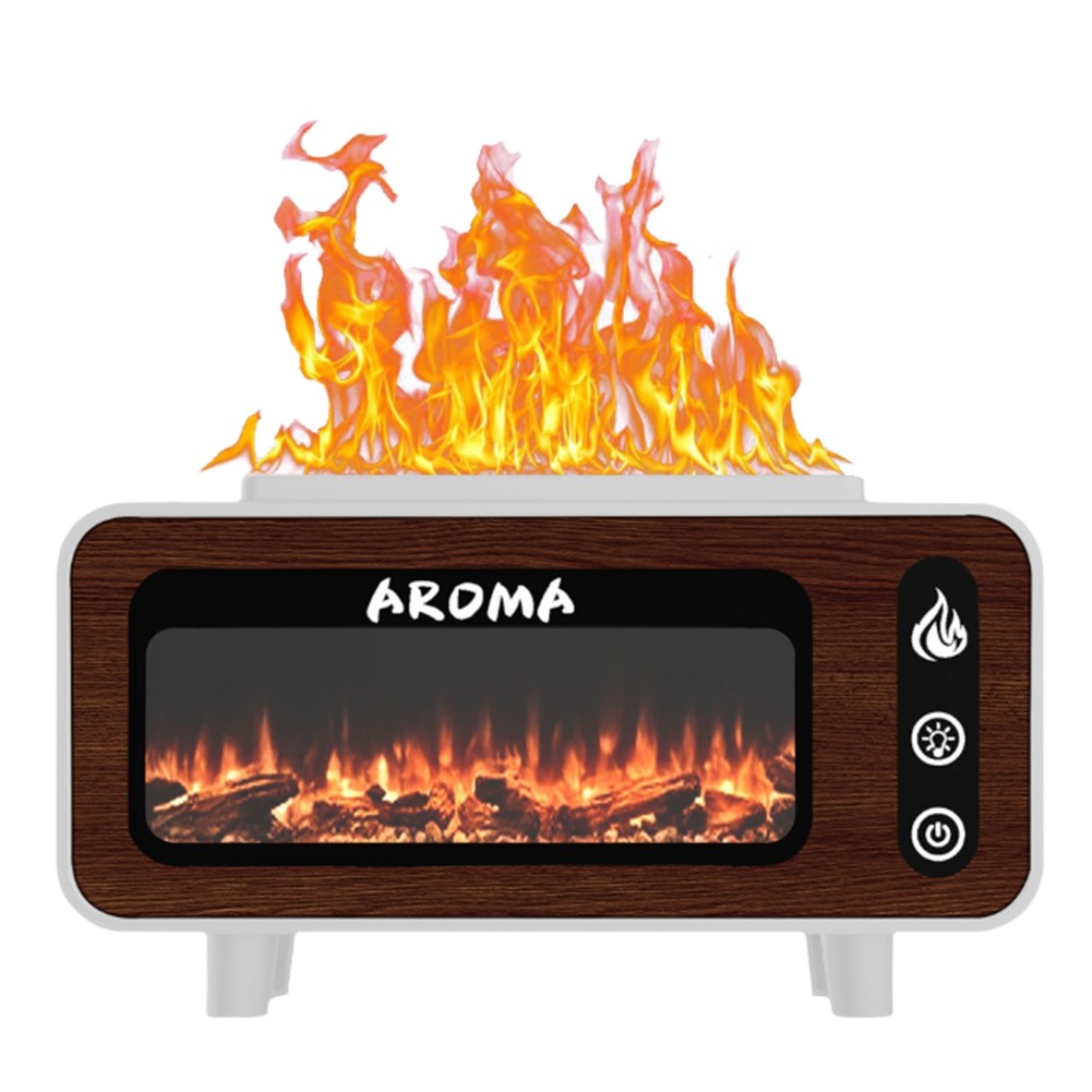 Fireplace Flame Humidifier 7 Flame Color Diffuser Waterless Auto Off B A2N6
